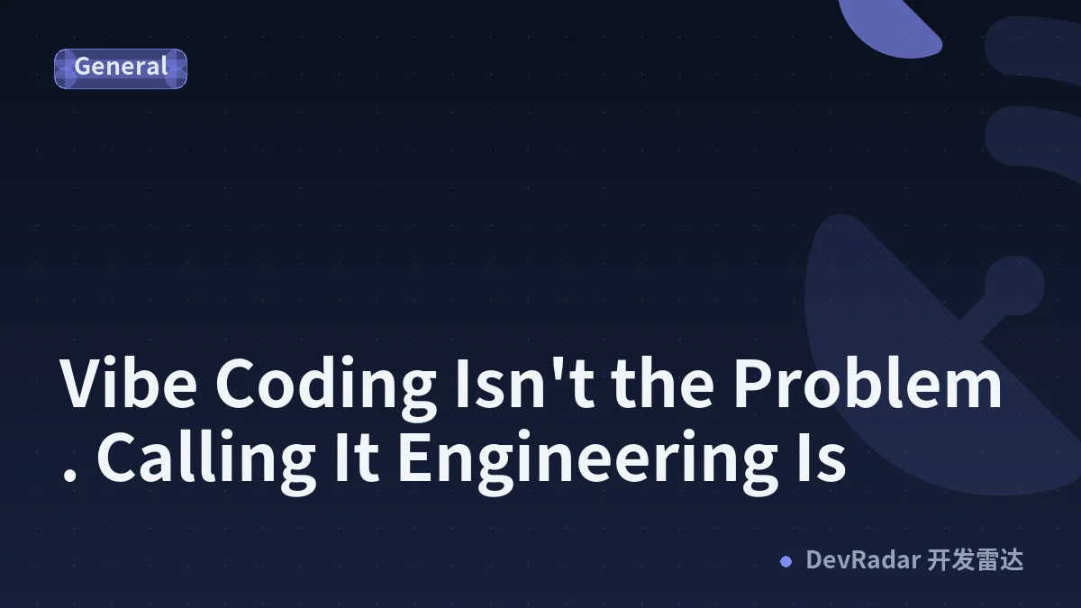 Vibe Coding Isn't the Problem. Calling It Engineering Is