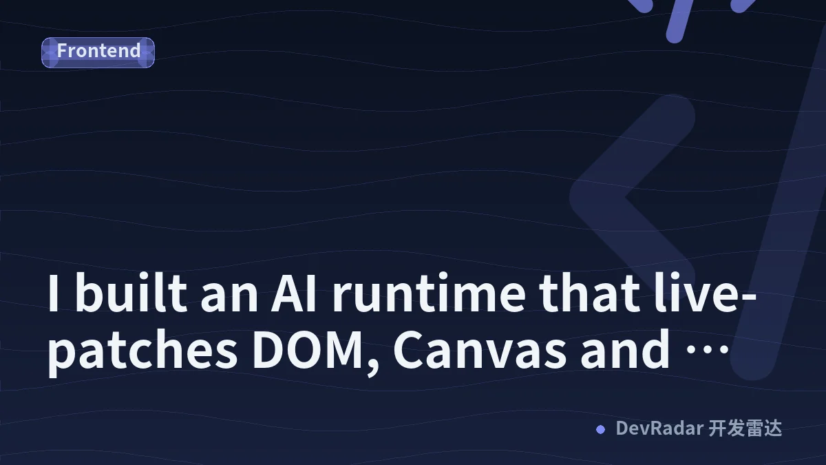 I built an AI runtime that live-patches DOM, Canvas and Three.js without page reloads